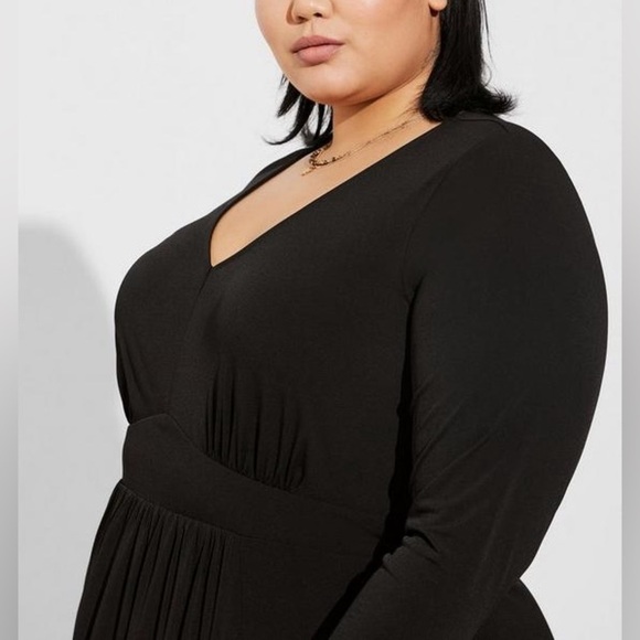 Women’s Tea Length Studio Knit Deep V Bodycon black Dress size 5X - Picture 8 of 12